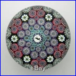 Mike Hunter Twists Glass 2018 Complex Concentric Millefiori Paperweight with Cat