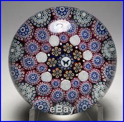 Mike Hunter Twists Glass 2018 Millefiori Paperweight with White Roses & Butterfly