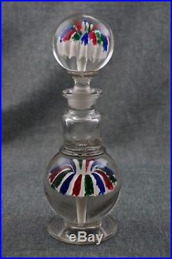 Millville, NJ UMBRELLA PAPERWEIGHT INK WELL and STOPPER 8 1/4 Tri-Color