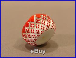 Miniature John Gooderham Double Overlay Poore Banford Basket Cut Paperweight J