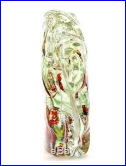 Multicolored MURANO Swimming Fish AQUARIUM Art Glass BLOCK Paperweight SCULPTURE