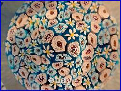 Murano Art Glass Faceted Carpet Rose Millefiori Paperweight ALT or 3 Fiori