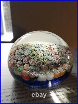 Murano Art Glass Italy Millefiori Tight Packed Garden Globe Paperweight MCM