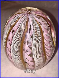 Murano Art Glass Latticino Twisted Ribbon Paperweight