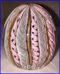 Murano Art Glass Latticino Twisted Ribbon Paperweight