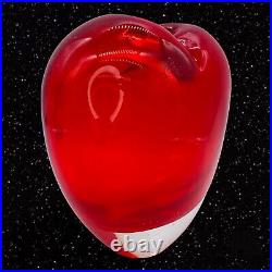 Murano Art Glass Ruby Red Heart Shaped Bud Vase Paperweight 5T 5W