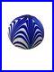 Murano Art Glass Venetian Paperweight Blue White Stripes Hand Made In Italy 3.5