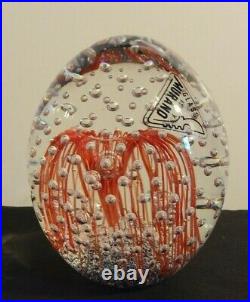 Murano Glass Paperweight Art Glass Bubbles Willow Tree Orange w Sticker ITALY