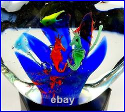 Murano Italy Art Glass Seahorse Tropical Fish Coral 4 3/4 Aquarium Paperweight