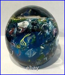 Murano Label Handmade Art Glass Underwater Ocean Reef Fish Aquarium Paperweight