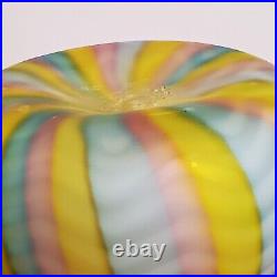 Murano Mother of Pearl Satin Pastel Rainbow Chevron Art Glass Paperweight EUC