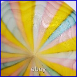 Murano Mother of Pearl Satin Pastel Rainbow Chevron Art Glass Paperweight EUC