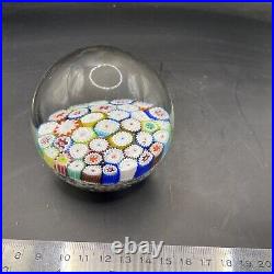 Murano Multi Colored millefiori glass ball paperweight With Original Sticker