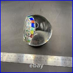 Murano Multi Colored millefiori glass ball paperweight With Original Sticker