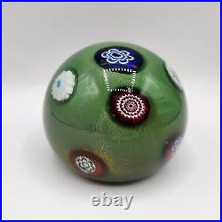 Murano Paper Weight Green with Millefiori