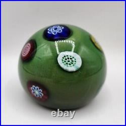 Murano Paper Weight Green with Millefiori