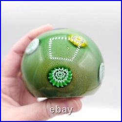 Murano Paper Weight Green with Millefiori