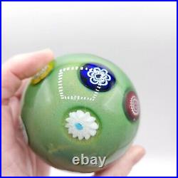 Murano Paper Weight Green with Millefiori