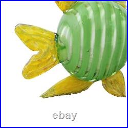 Murano Style Glass Fish Green Yellow 8 Inches Paperweight Decorative