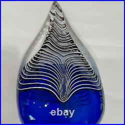 Mystery Artist Large Hand Blown Glass Teardrop Paperweight (Signed)