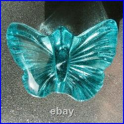 NEW AQUA LOVE BUTTERFLY paperweight, Fire & Light Recycled Art Glass -Not signed