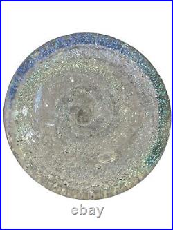NEW Alabaster Crystal Swirling Dichroic & Encased Bubbles Art Glass Paperweight