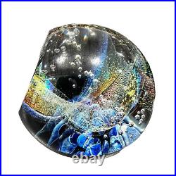 NEW Galaxy Orb 3 Swirls Dichroic Glass World Paperweight Signed Garrelts Glass