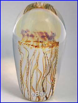 NEW RICK SATAVA Moon Jellyfish Sculpture Paperweight Studio Art Glass
