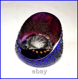 Neptune Hot Glass Dichroic Glass Paperweight B. DAVIS Signed Faceted