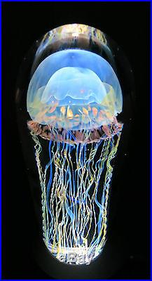 New Rick Satava Moon Jellyfish Sculpture Studio Art Glass Paperweight