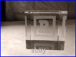 New STEUBEN Glass BABY BLOCK LETTER R rare collectible crystal paperweight cube