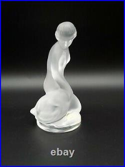 Nice Vintage Signed Lalique France Crystal Nude Leda /swan Figurine Paperweight