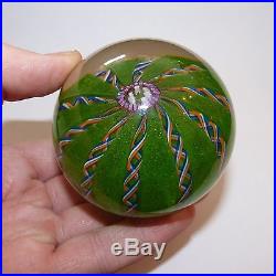 Old Rare Unusual Glass Green Signed With Canes Am1973 Paperweight Gc