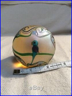 ORIENT and FLUME art glass paperweight Parrot with Flowers 1979