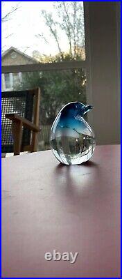 Ogetti Italy Murano Signed Art Glass Penguin Bird Blue Ombré Paperweight Sculpt