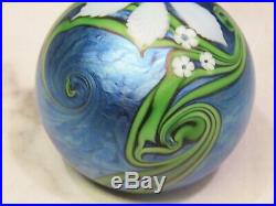 Orient And Flume Richard Braley Mystic Floral Paperweight Iridescent Blue Green