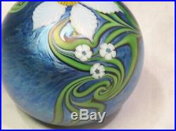 Orient And Flume Richard Braley Mystic Floral Paperweight Iridescent Blue Green