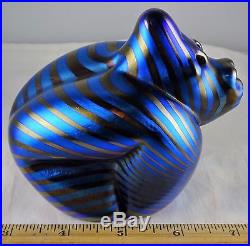 Orient & Flume Carter Black with Blue Iridescent Gorilla Paperweight Signed