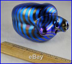 Orient & Flume Carter Black with Blue Iridescent Gorilla Paperweight Signed