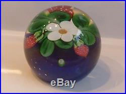 Orient & Flume Crystal Cased Strawberries & Blossom Paperweight Seaira 1984 LE