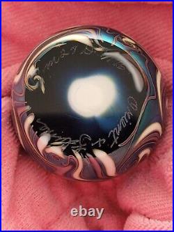 Orient & Flume Paperweight Iridescent Art Glass 1976 Signed