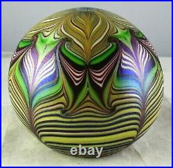 Orient & Flume Pulled Feather Studio Art Glass Paperweight 1978 Elaborate Multic