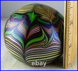 Orient & Flume Pulled Feather Studio Art Glass Paperweight 1978 Elaborate Multic