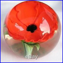 Orient & Flume Red Poppy Signed Paperweight Stunning
