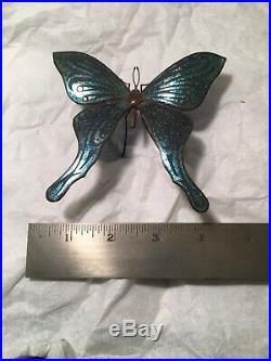 Orient & Flume Signed Butterfly on Iridescent Blue 1977