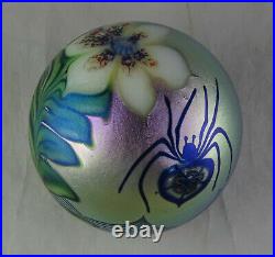 Orient & Flume Spider & Flower Art Glass Paperweight 1979