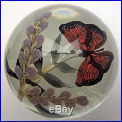 Orient and Flume Art Glass Paperweight Encased Butterfly & Wisteria 3 ½ Beyers