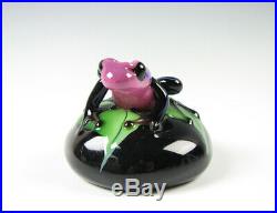Orient and Flume Smallhouse Frog on Lily Pad Art Glass Paperweight LE 317/1000