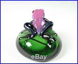 Orient and Flume Smallhouse Frog on Lily Pad Art Glass Paperweight LE 317/1000