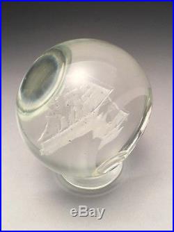Outstanding Millville Art Glass Faceted Sailing Ship Paperweight
